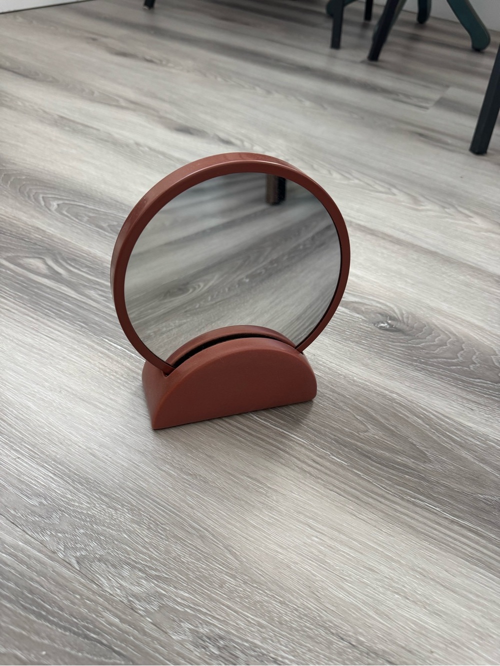 Round Terracotta Table Countertop/ Handheld Mirror
